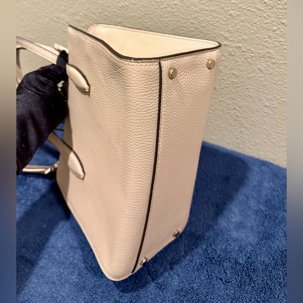 Kate Spade Rowe Medium Satchel Blush Pink Pebbled Leather with Crossbody Strap - Picture 8 of 9